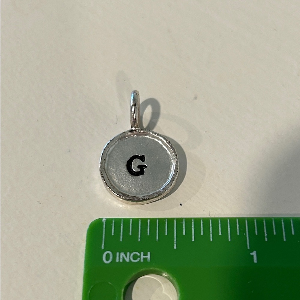 Silver Initial G Circle Pendant - Grey and Black
